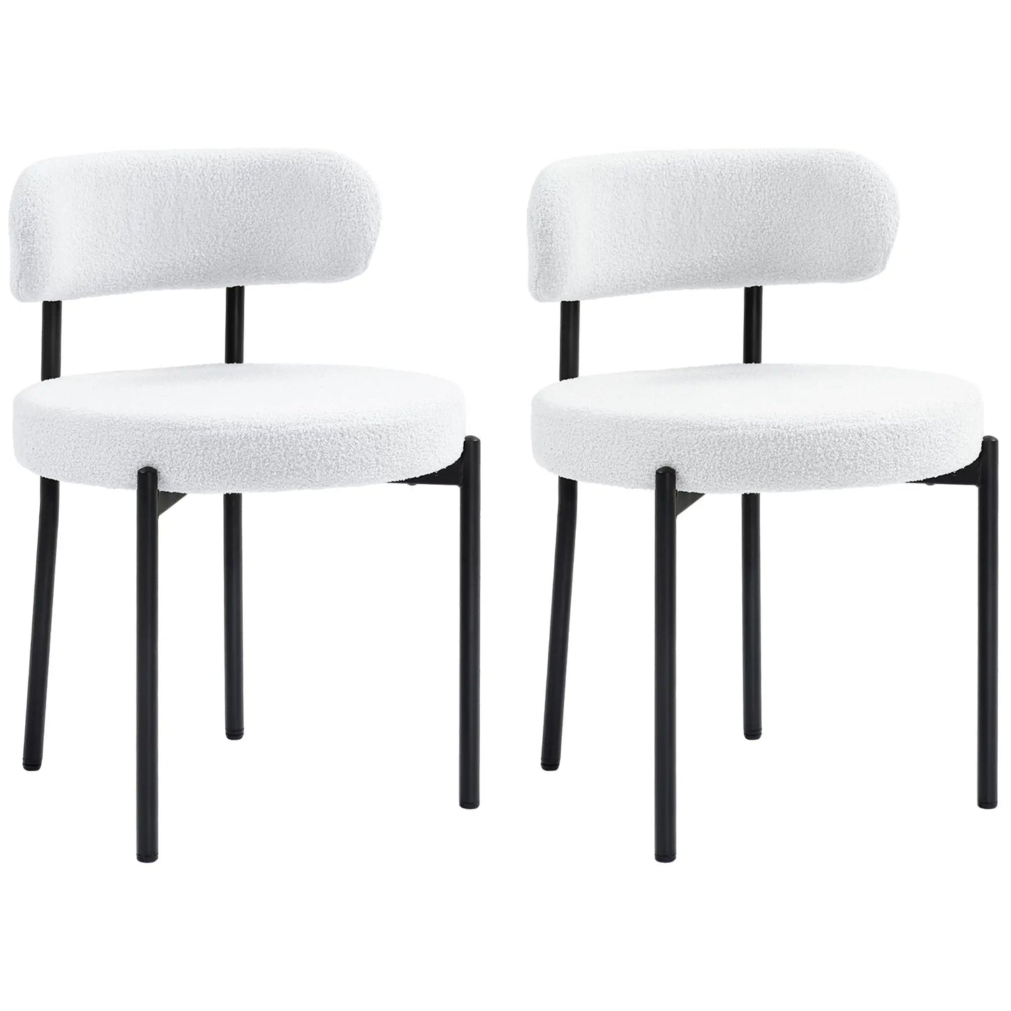 2 Kitchen Chairs, Modern Dining, Berber Fleece Upholstery, Steel Legs, Cream White Dining Chairs at Gallery Canada