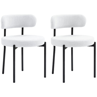 2 Kitchen Chairs, Modern Dining, Berber Fleece Upholstery, Steel Legs, Cream White Dining Chairs at Gallery Canada