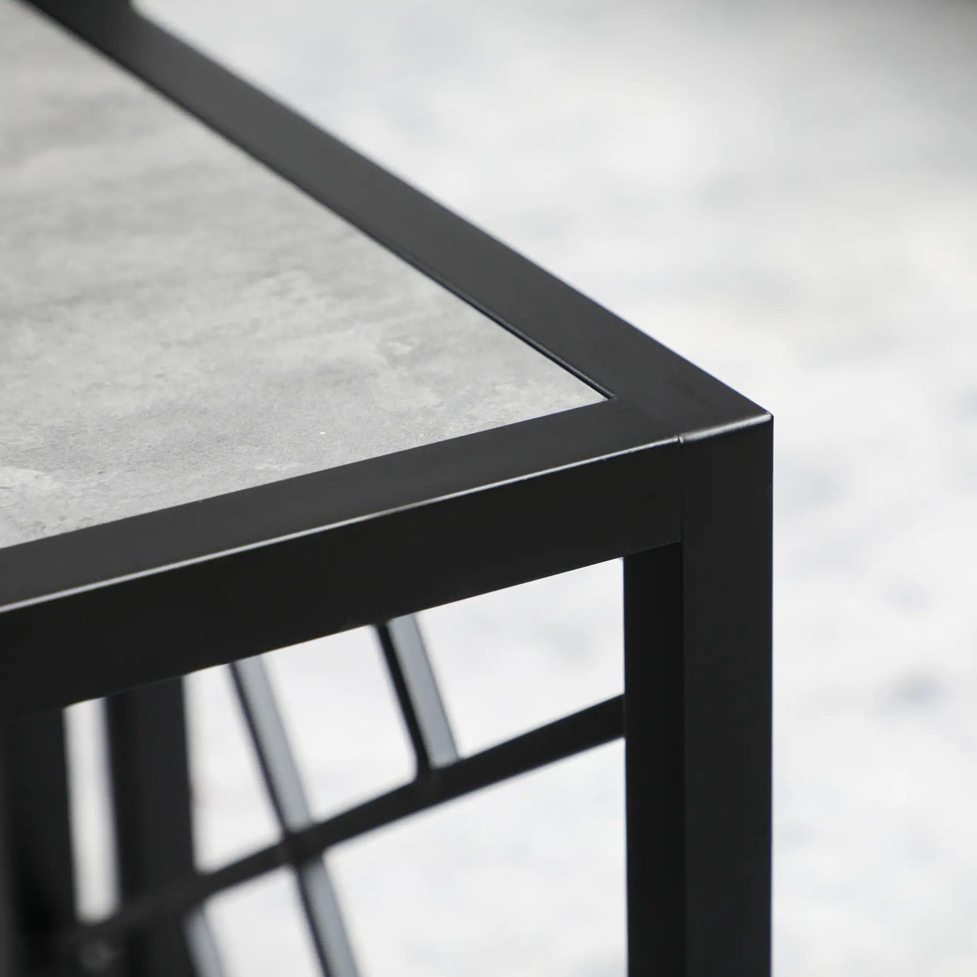 Square Nest of Tables Set of 3, Metal Frame, for Living Room, Grey Coffee Tables at Gallery Canada