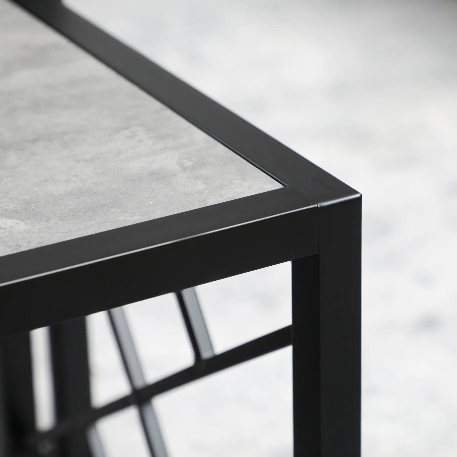 Square Nest of Tables Set of 3, Metal Frame, for Living Room, Grey Coffee Tables at Gallery Canada