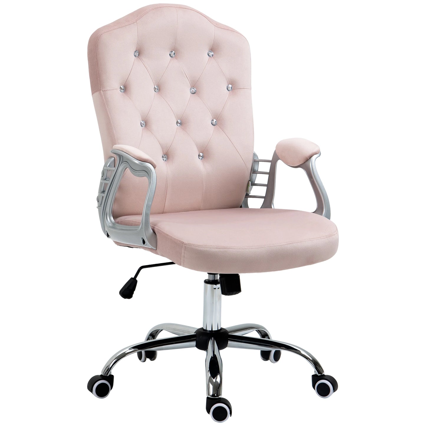 Velvet Office Chair, Button Tufted Desk Chair, Swivel Wheels, Adjustable Height, Pink Executive & Manager Chairs Pink at Gallery Canada