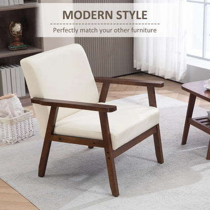 Modern Accent Chair, Cushioned Seat, Linen-Feel Upholstery, Cream White Accent Chairs at Gallery Canada