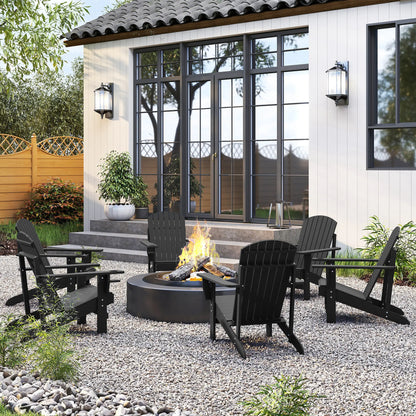Classic Adirondack Chair, Garden Deck Chair with Cup Holder, Black Patio Chairs at Gallery Canada