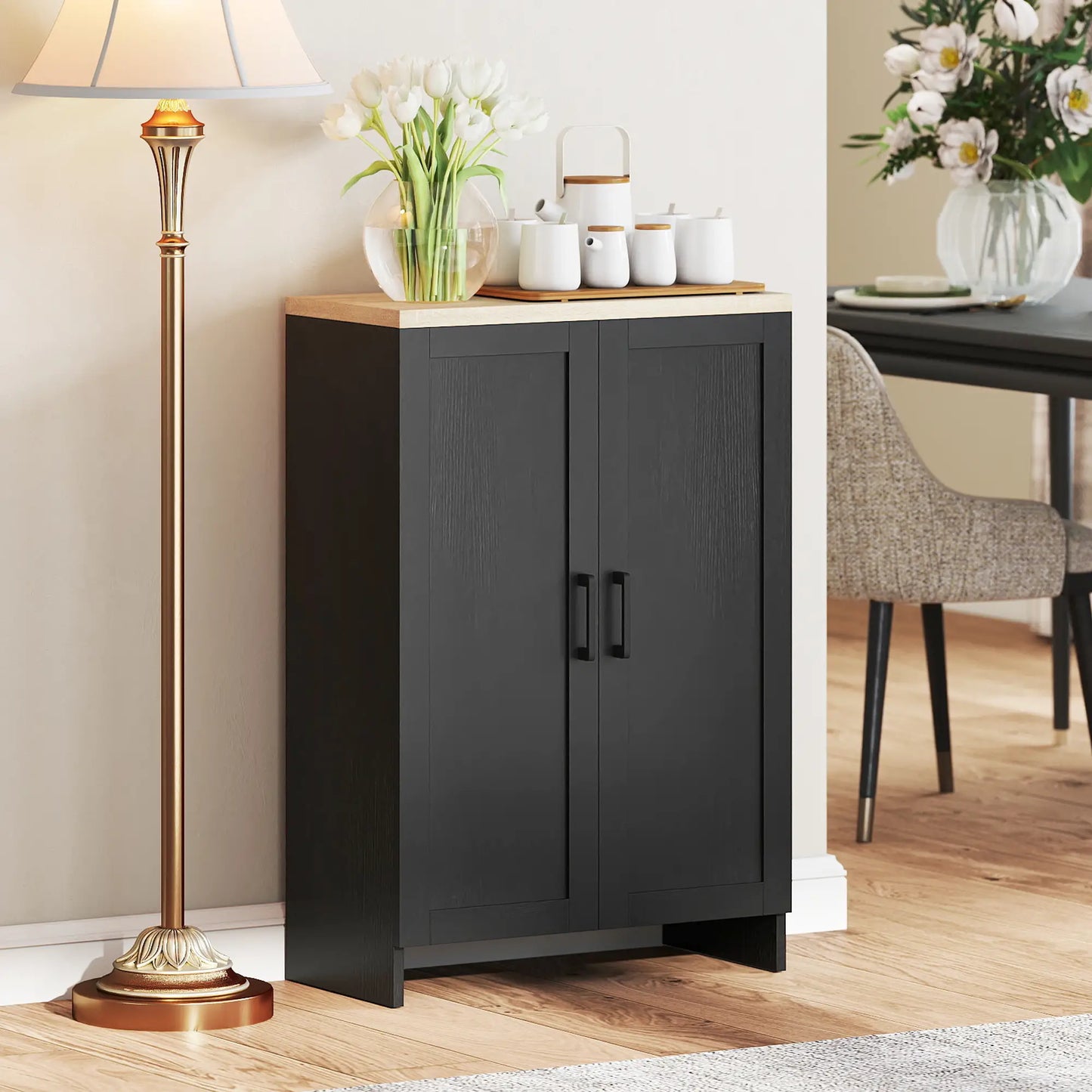 Modern Storage Cabinet, Adjustable Shelf, 23.6" x 11.8" x 35.4", Black Storage Cabinets at Gallery Canada