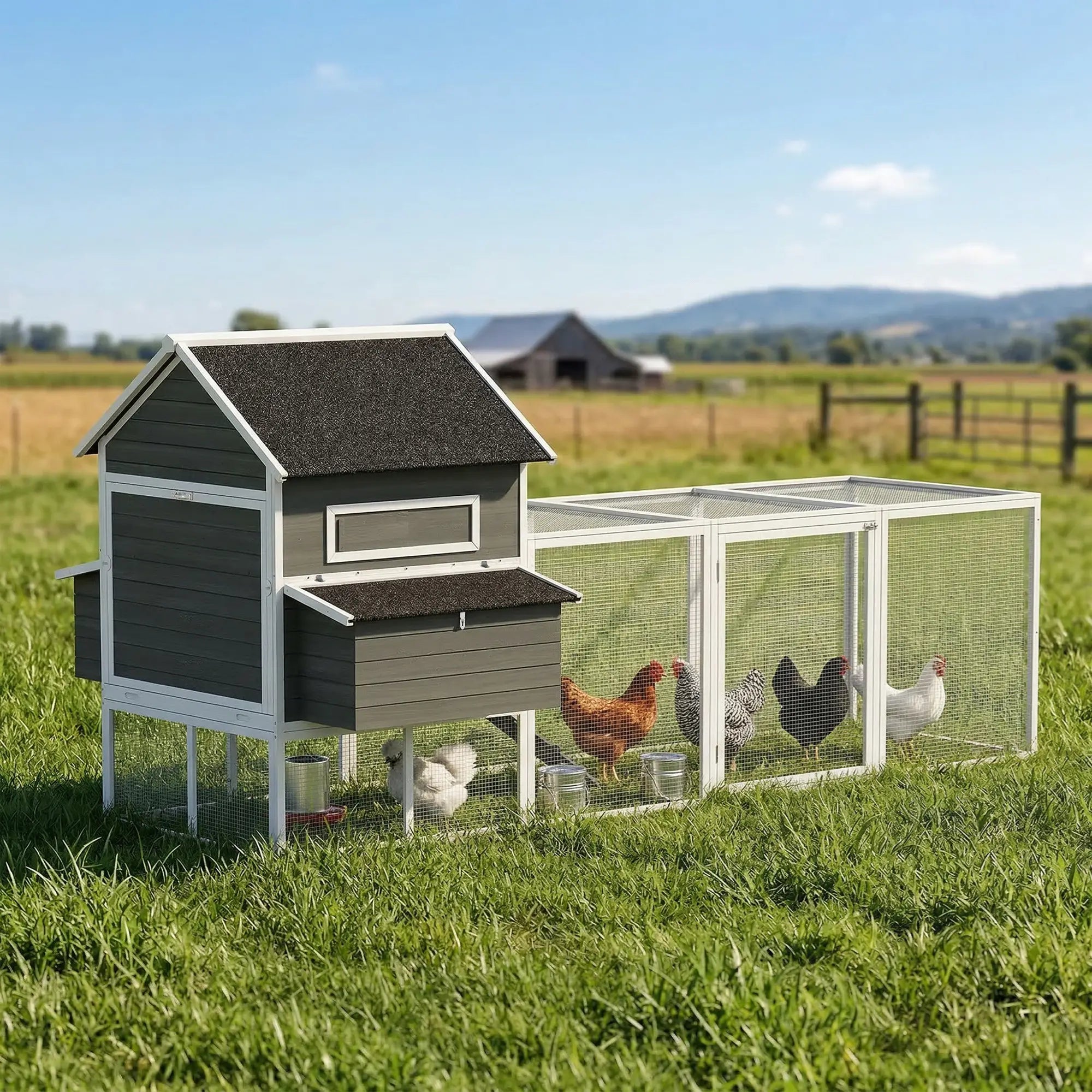 Wooden Chicken Coop With Run, Nesting Box, 137