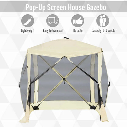Pop-Up Tent, Foldable with Carry Bag, Zippered Door, Fits 3-4 People, Beige Pop Up Canopies at Gallery Canada