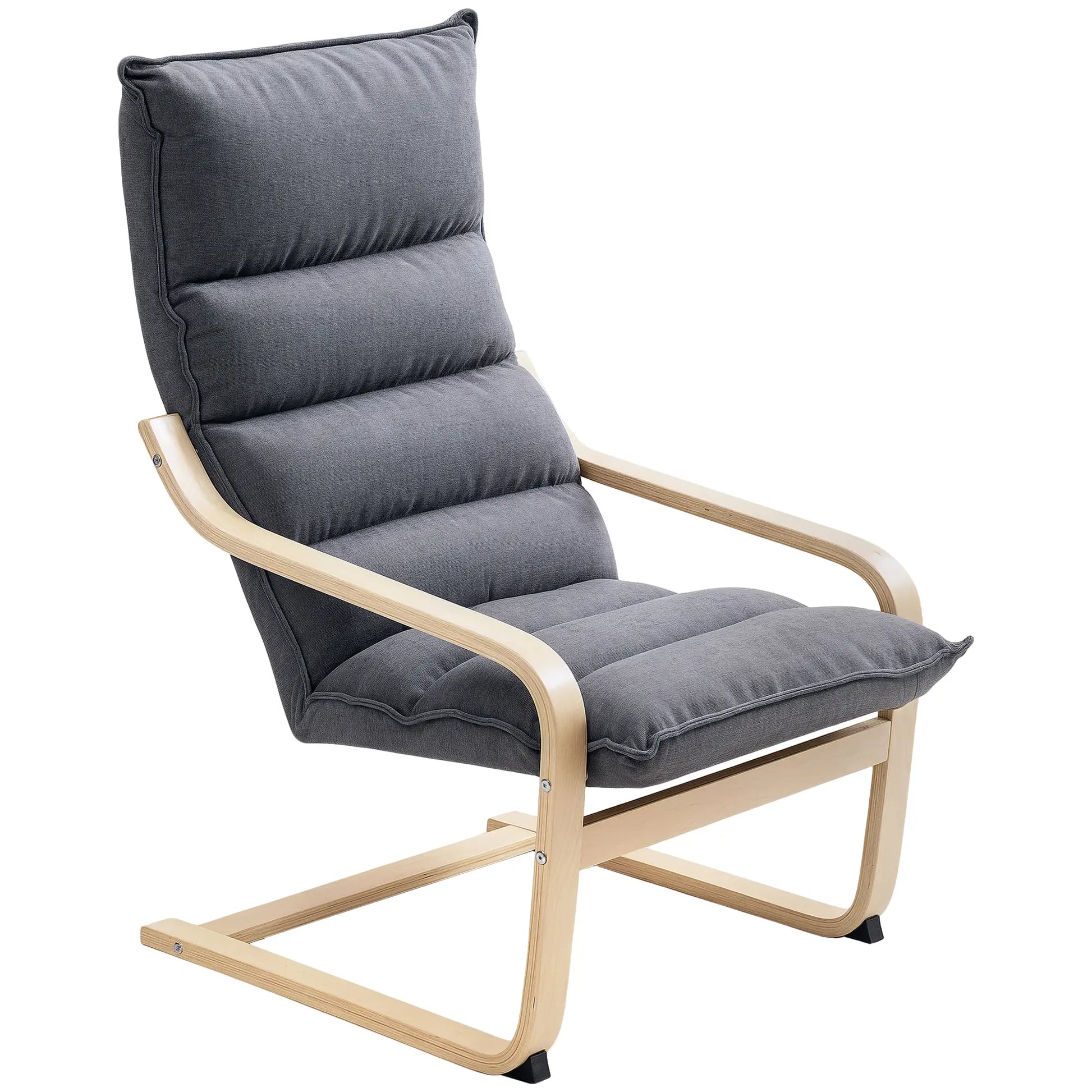 Birch Wood Fabric Modern Armchair, Accent Chair, Grey Accent Chairs Grey at Gallery Canada