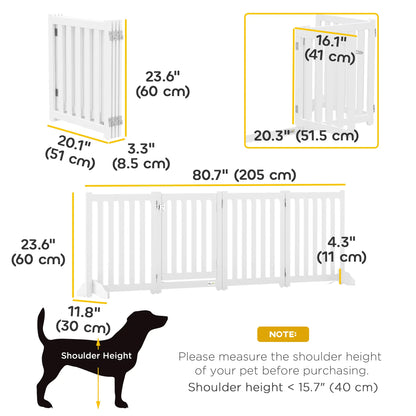 23.5"H Foldable Dog Gate with Door, 4 Panels, White Houses, Kennels & Pens at Gallery Canada