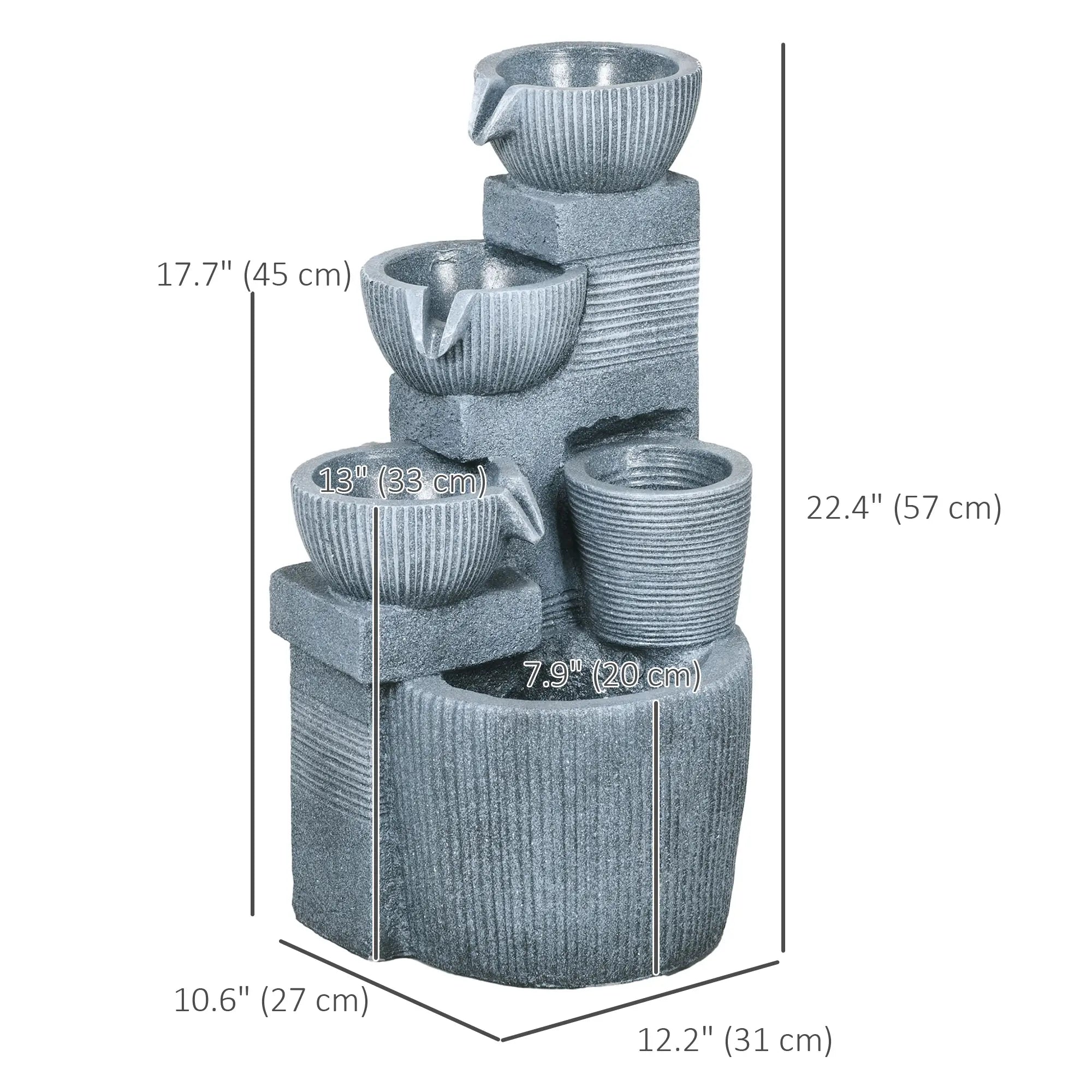 Solar Powered 4-Tier Resin Water Fountain, LED Lights Water Fountains at Gallery Canada