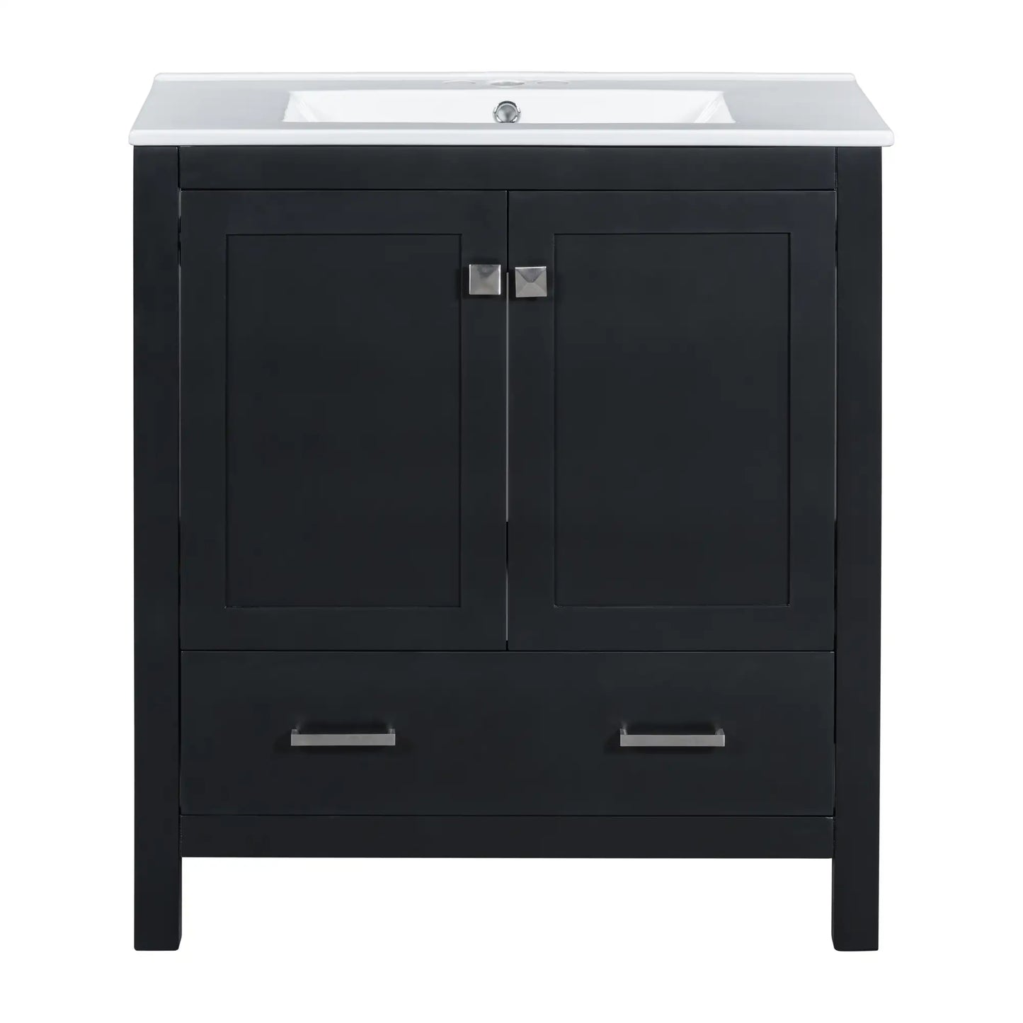 30" Bathroom Vanity, Single Undermount Sink, Soft-Close Doors, Black+White Sink Cabinets Black, White at Gallery Canada