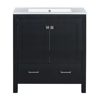 30" Bathroom Vanity, Single Undermount Sink, Soft-Close Doors, Black+White Sink Cabinets Black, White at Gallery Canada