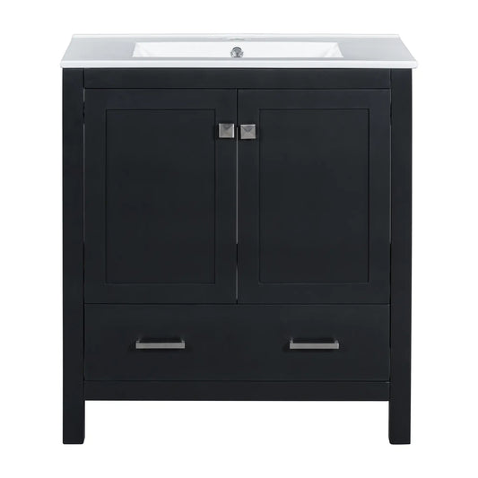 30" Bathroom Vanity, Single Undermount Sink, Soft-Close Doors, Black+White Sink Cabinets Black, White at Gallery Canada