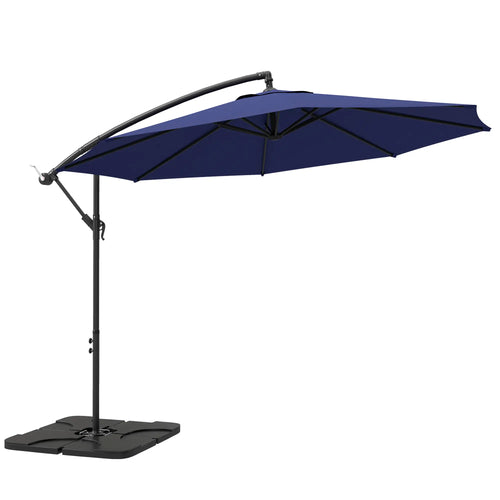9.6ft Offset Patio Umbrella, Hanging Parasol, Crank, Navy Blue