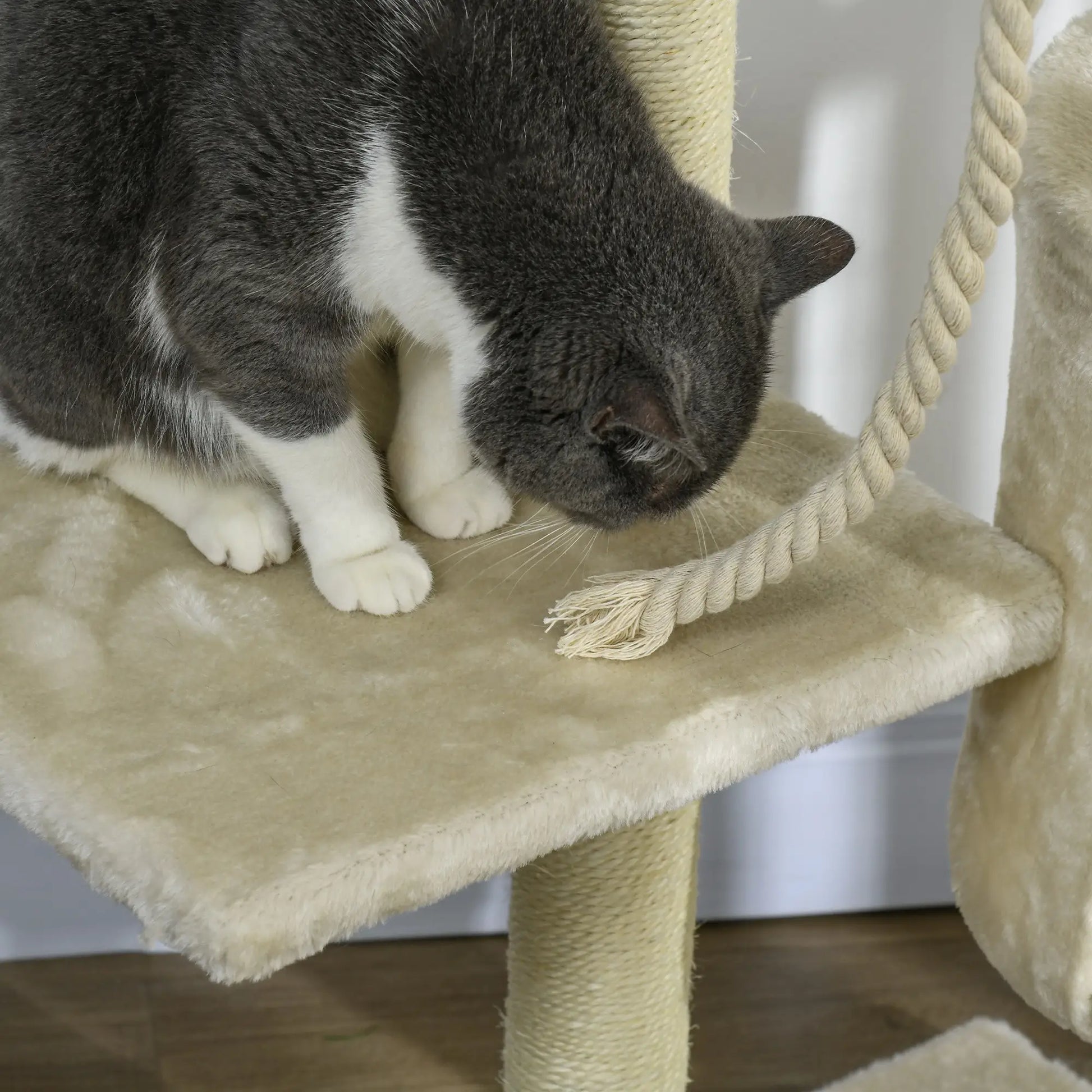 46" Scratching Cat Tree, Multi Level Activity Center, Kitty Condo, Beige Cat Posts at Gallery Canada