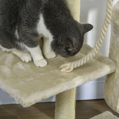 46" Scratching Cat Tree, Multi Level Activity Center, Kitty Condo, Beige Cat Posts at Gallery Canada