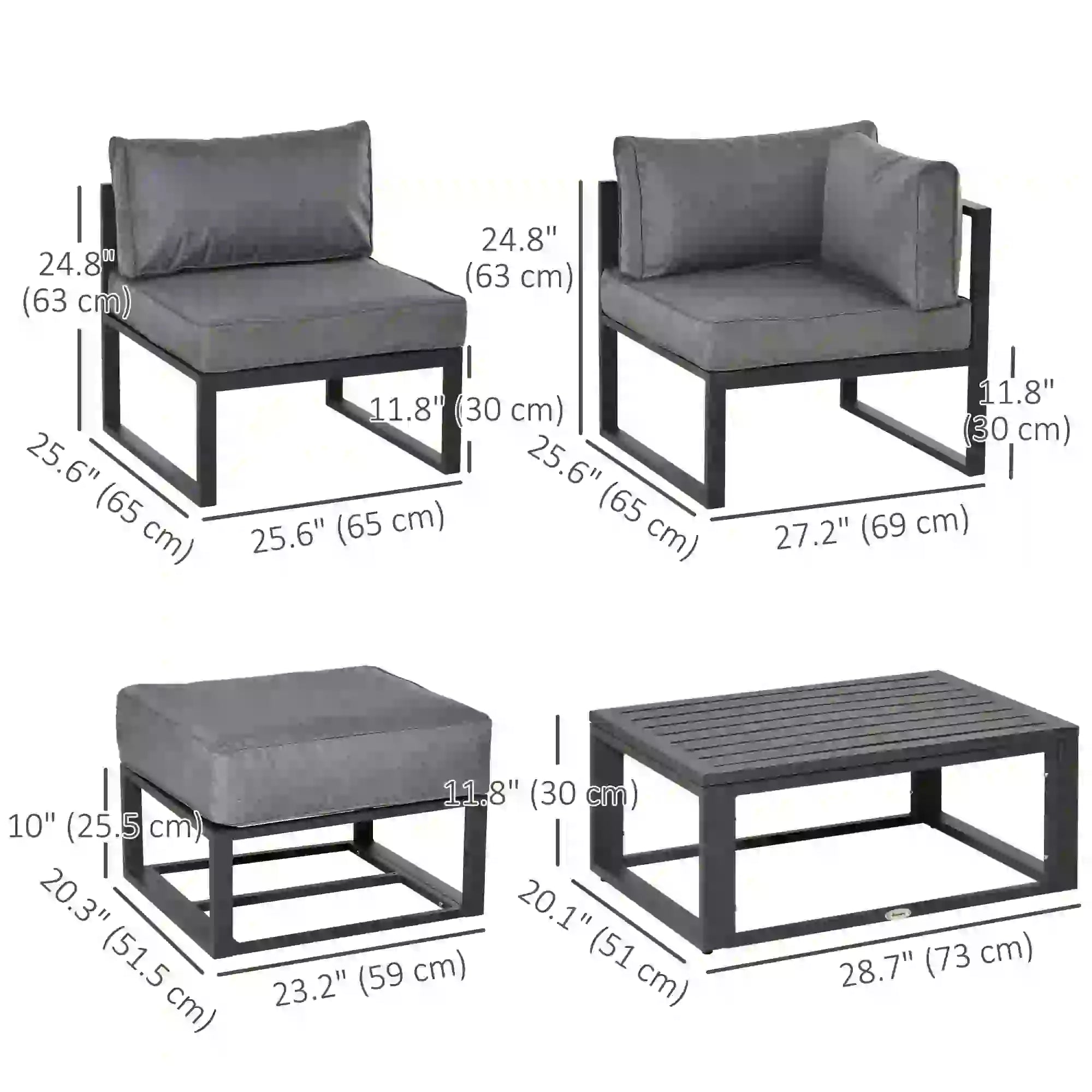 6 Piece Patio Furniture Set, Sectional Outdoor Daybed, Aluminum Frame, Grey Patio Furniture Sets at Gallery Canada