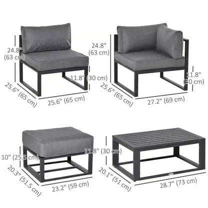 6 Piece Patio Furniture Set, Sectional Outdoor Daybed, Aluminum Frame, Grey Patio Furniture Sets at Gallery Canada