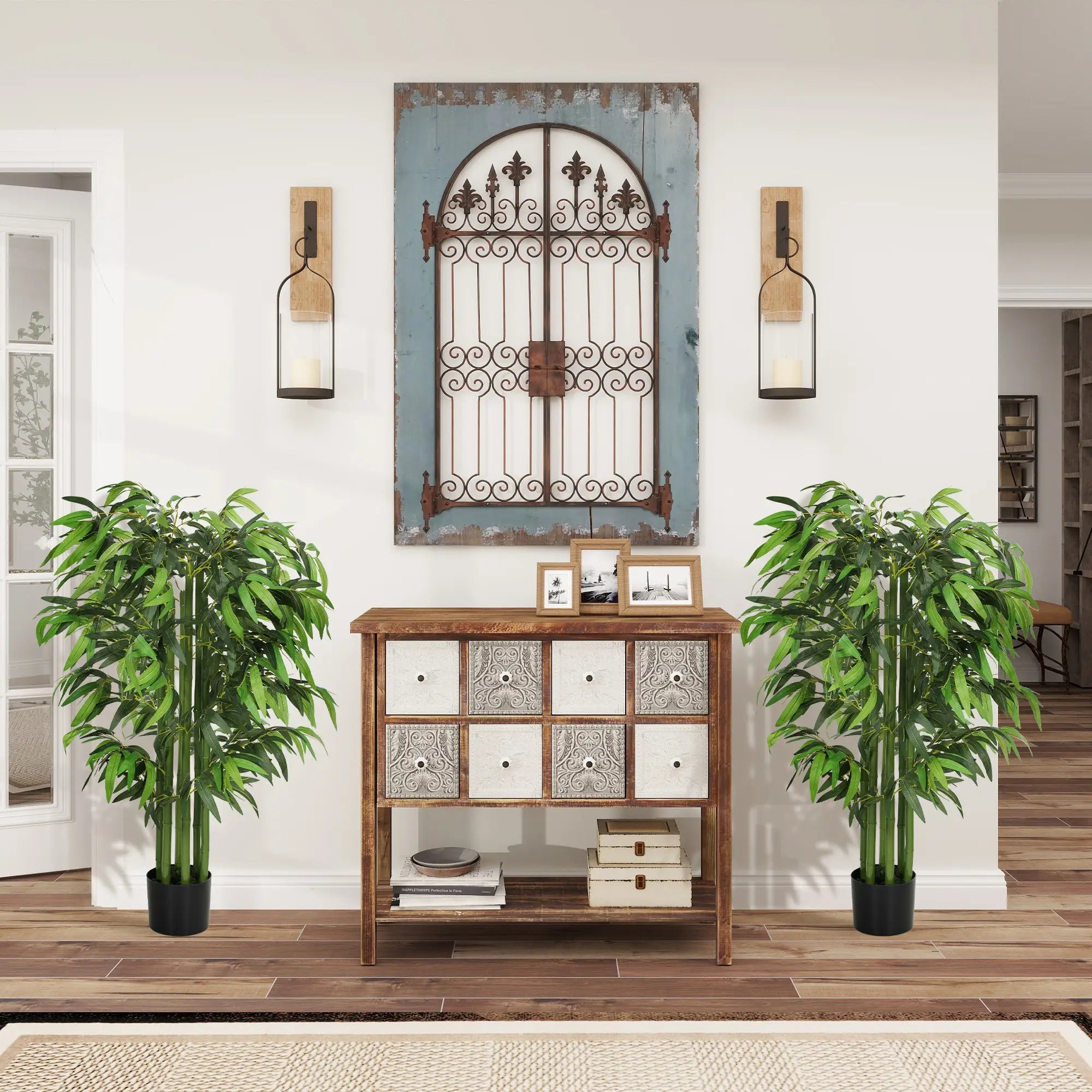 4.6FT Artificial Bamboo Tree Set, Decorative Faux Plant In Nursery Pot Artificial Trees at Gallery Canada