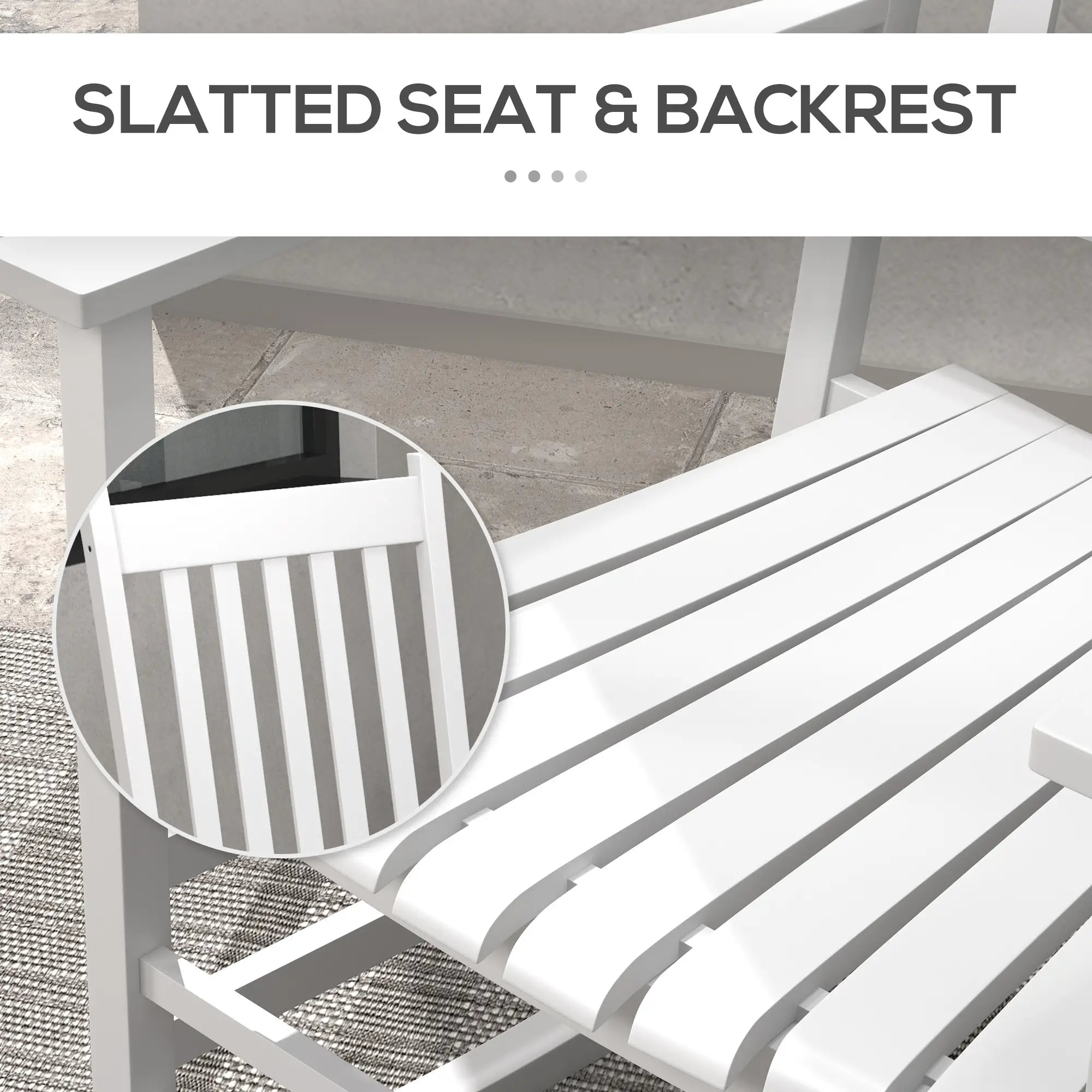 3 Pc Outdoor Rocking Chair Set, Wooden Patio Chairs with Table, White Outdoor Rocking Chairs at Gallery Canada