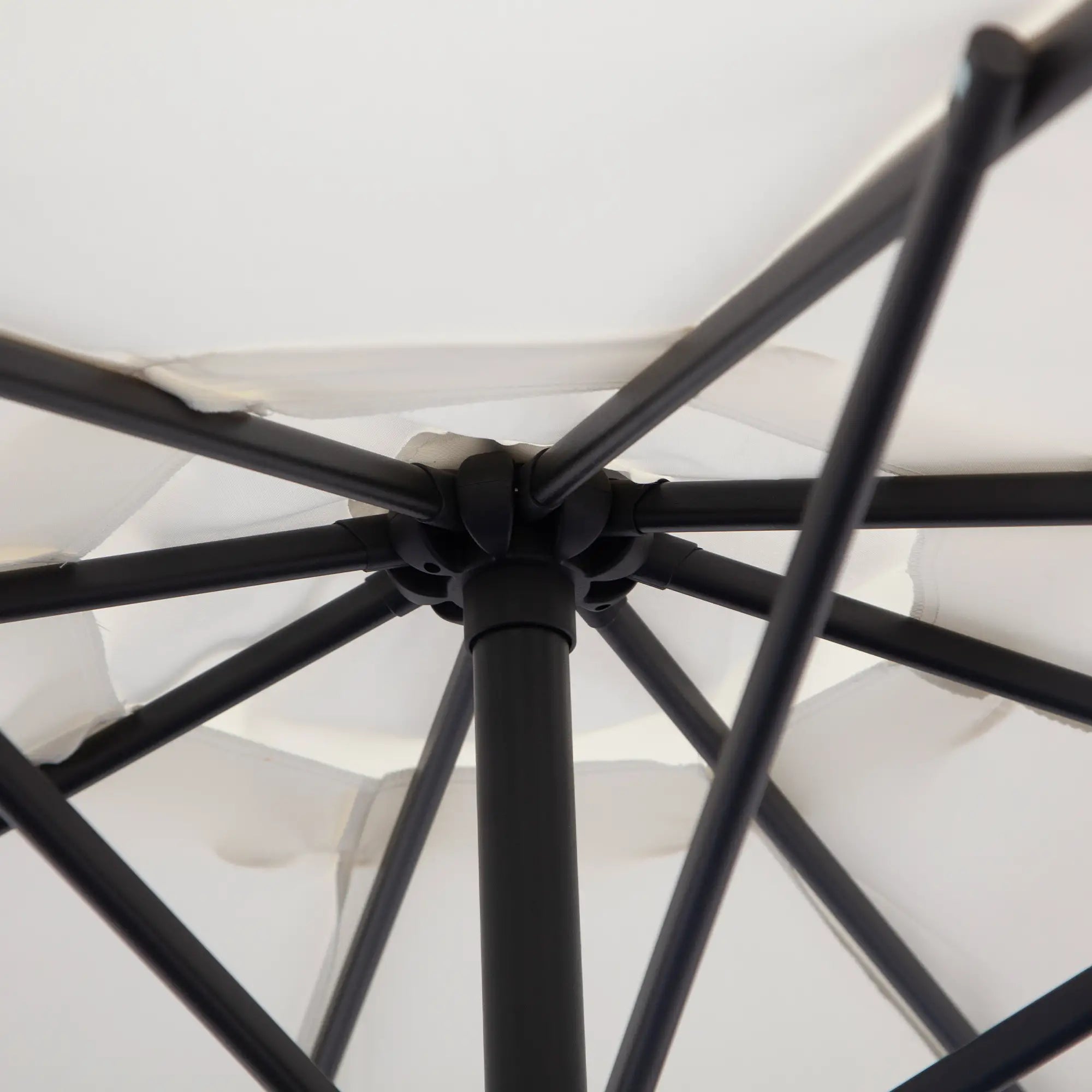 9.7ft Offset Patio Umbrella, Crank Handle, 8 Ribs, Cross Base, Cream Cantilever Umbrellas at Gallery Canada