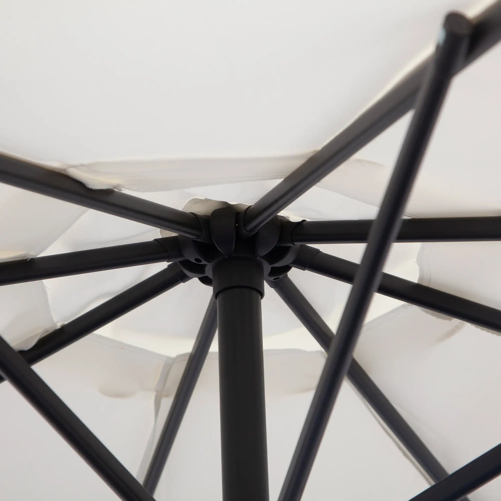 9.7ft Offset Patio Umbrella, Crank Handle, 8 Ribs, Cross Base, Cream Cantilever Umbrellas at Gallery Canada