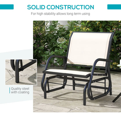 Patio Glider, Breathable Mesh Seat, Metal Frame Swing Chair, Cream Outdoor Gliders at Gallery Canada