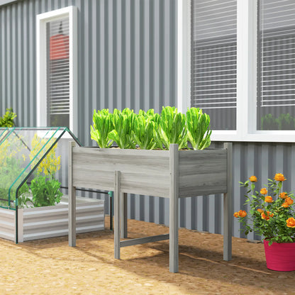 Wooden Raised Planter Box, Drain Holes, 45.3x21.7x31.5inch, Grey Raised Garden Beds at Gallery Canada