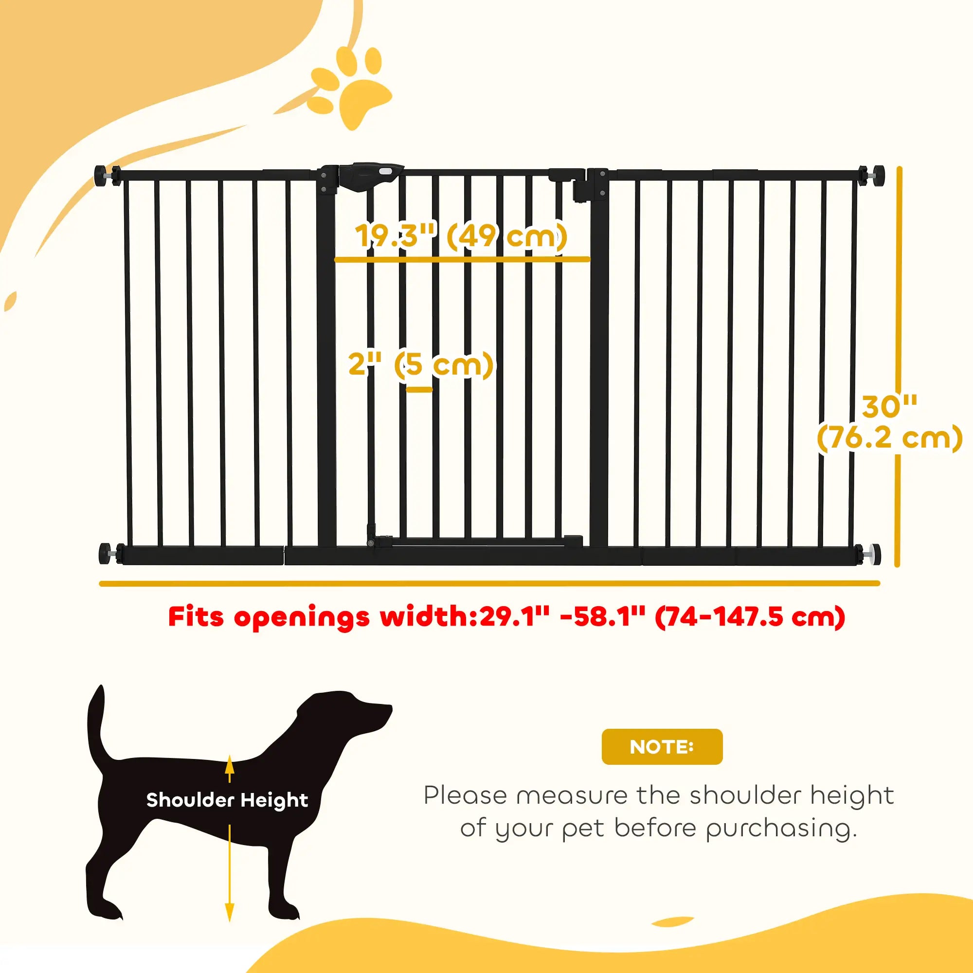Pet Gate with Door, 30 Inch Tall, Includes Extensions Kit, Black Houses, Kennels & Pens at Gallery Canada