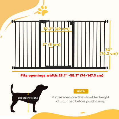 Pet Gate with Door, 30 Inch Tall, Includes Extensions Kit, Black Houses, Kennels & Pens at Gallery Canada