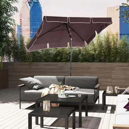 6.5x4ft Rectangle Patio Umbrella, Aluminum Tilt Adjustable, Garden Parasol Sun Umbrellas at Gallery Canada