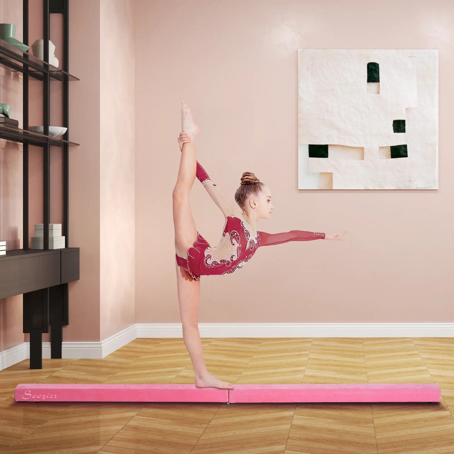 7ft Folding Balance Beam, Gymnastics Beam with Wood Core, Pink Gymnastics Mats at Gallery Canada