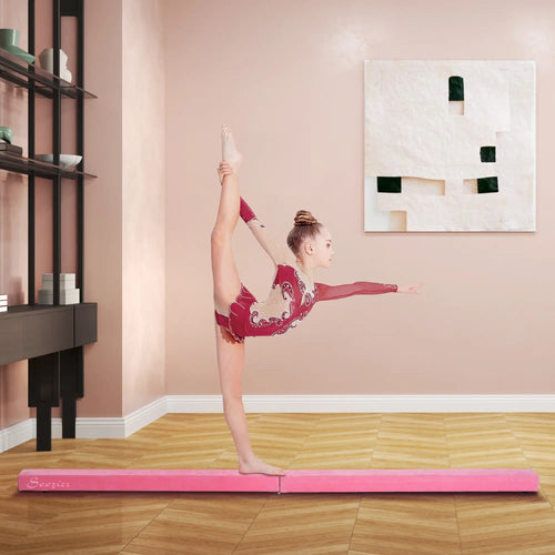 7ft Folding Balance Beam, Gymnastics Beam with Wood Core, Pink