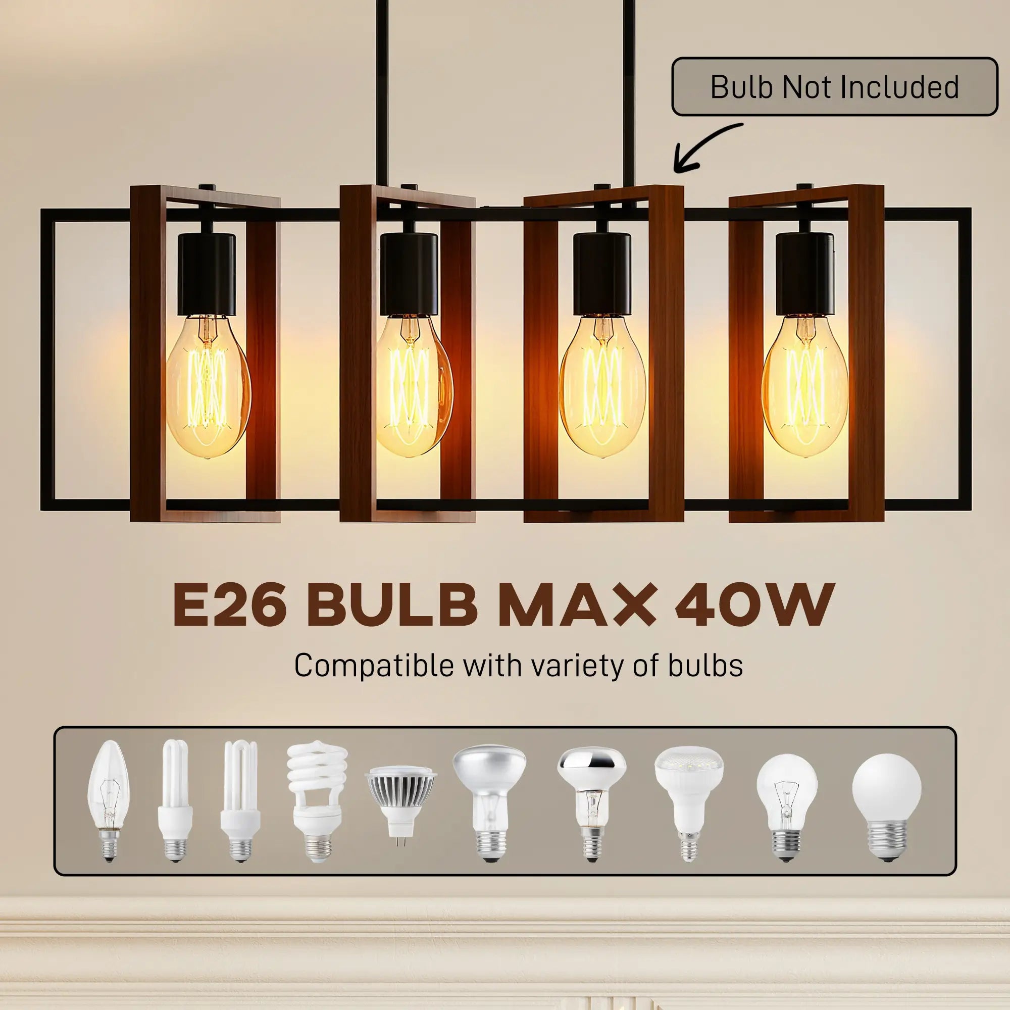 Farmhouse Kitchen Island Pendant Light, 4 Rotatable Frames, Walnut Floor Lamps & Ceiling Fan Lights at Gallery Canada
