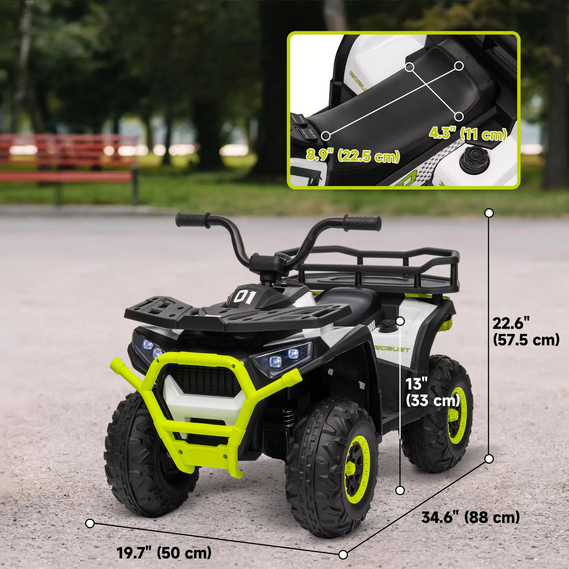 Kids ATV, 12V Electric Ride-On Toy, Spring Suspension, Storage Basket, Green Electric Ride On Toys at Gallery Canada