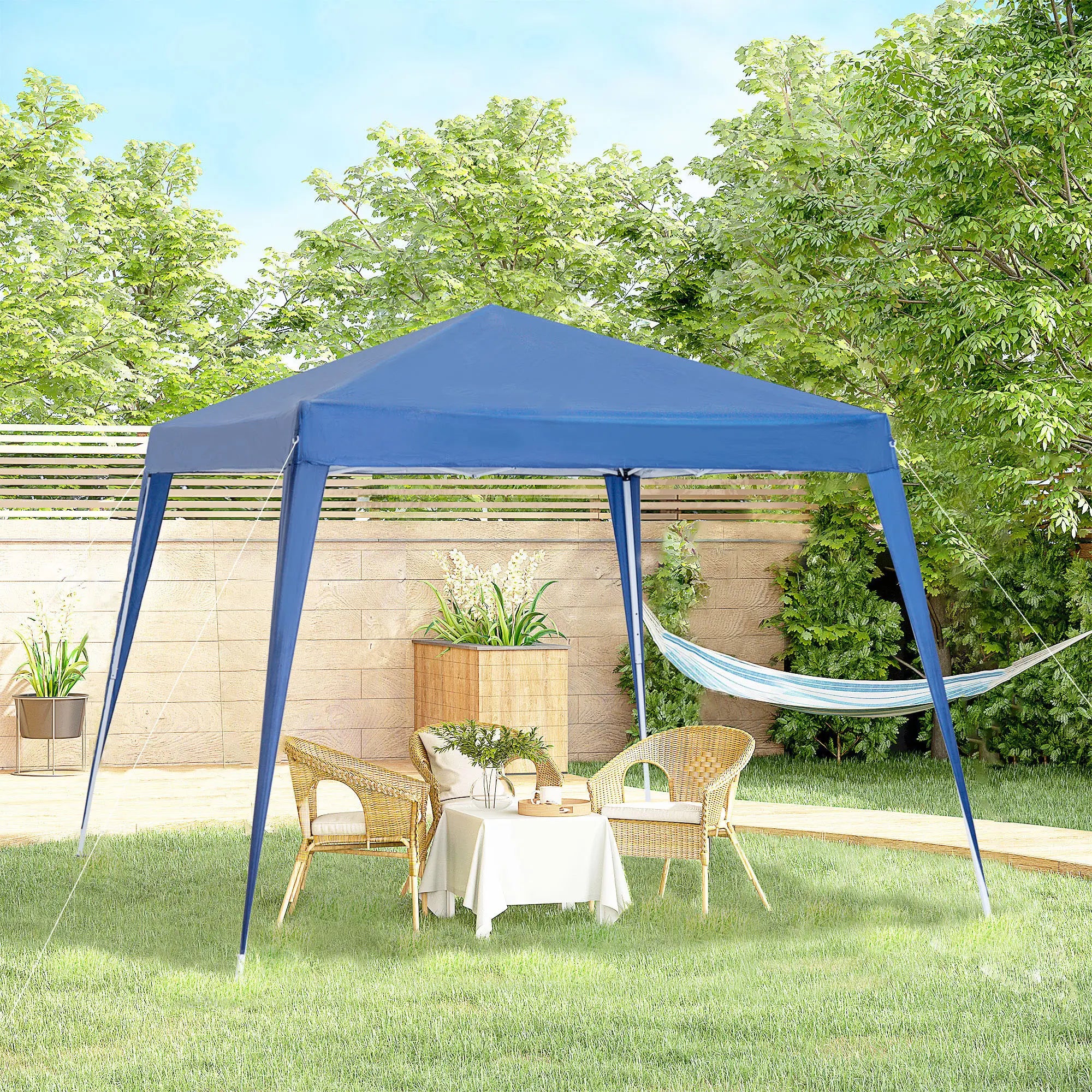 8' x 8' Pop Up Canopy, Portable Folding Tent, Blue Pop Up Canopies at Gallery Canada