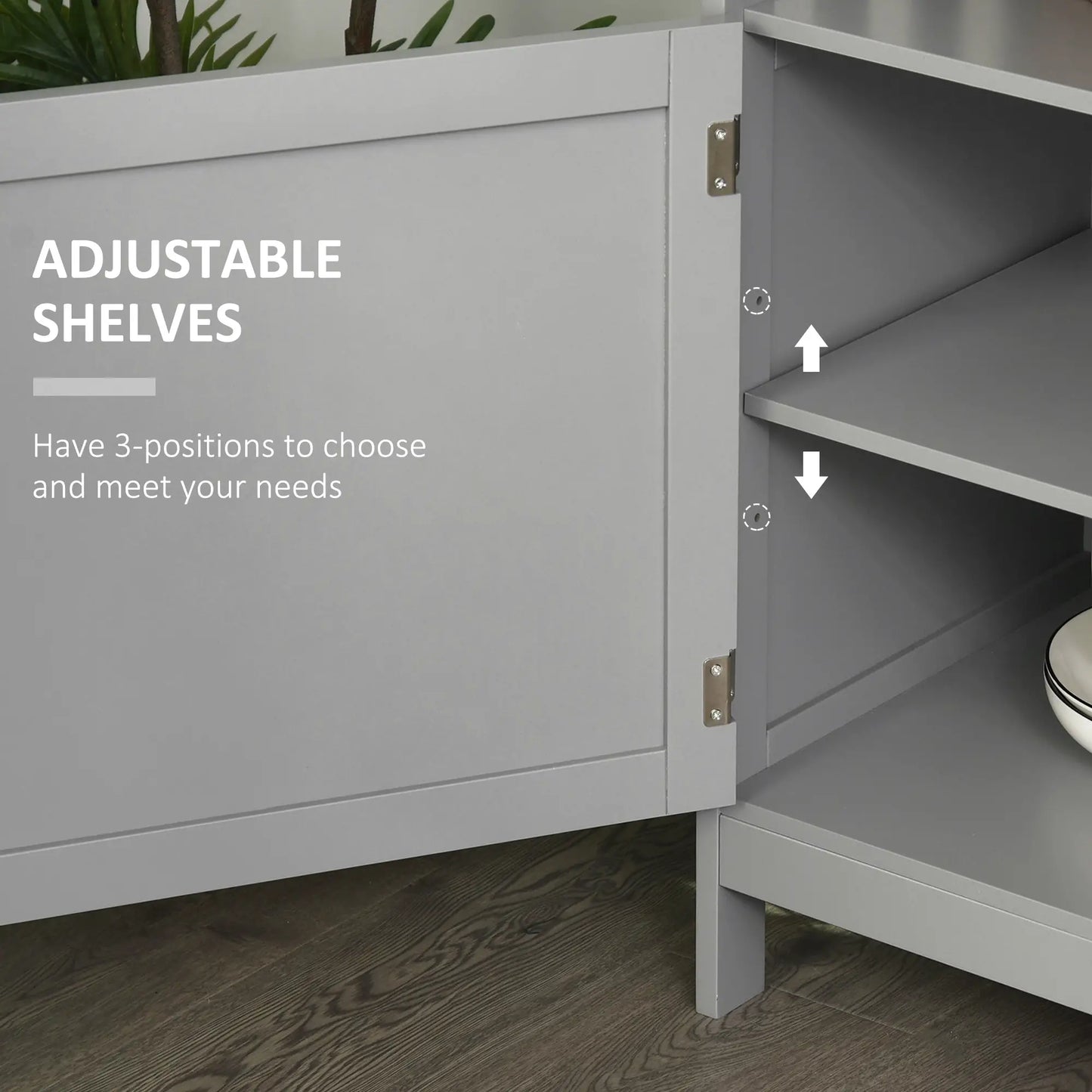 Kitchen Sideboard, Wooden Storage Cabinet, 2-Level, Grey Bar Cabinets at Gallery Canada