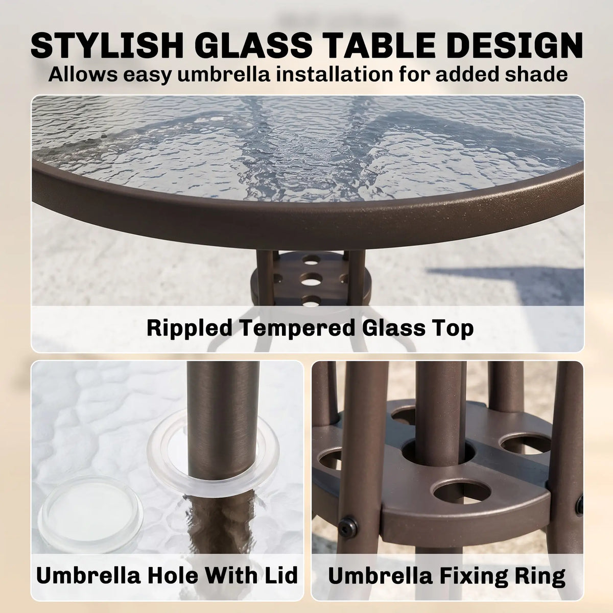 6 Piece Outdoor Dining Set For 4 With Umbrella, Cream Outdoor Dining Sets at Gallery Canada
