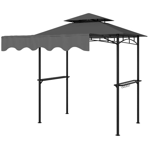 8' x 5' Grill Gazebo, Double Tiered Barbecue Shelter, Dark Grey