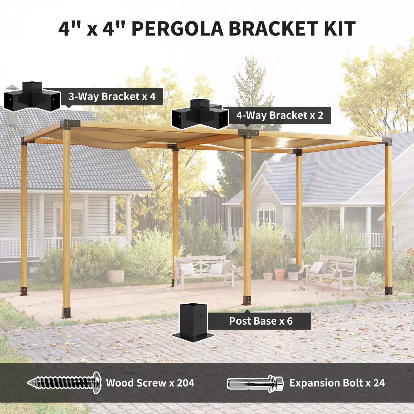 12PCS Pergola Brackets Kit, 3-Way And 4-Way Corner Brackets For 4"x4" Lumber Pergolas at Gallery Canada
