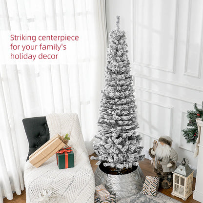 6ft Flocked Pencil Christmas Tree, Realistic Branch Tips, Black Pencil Christmas Trees at Gallery Canada