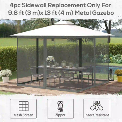 Replacement Mosquito Netting, Gazebo 10' x 13', Black Screen Walls, Zippers, Black Gazebos at Gallery Canada