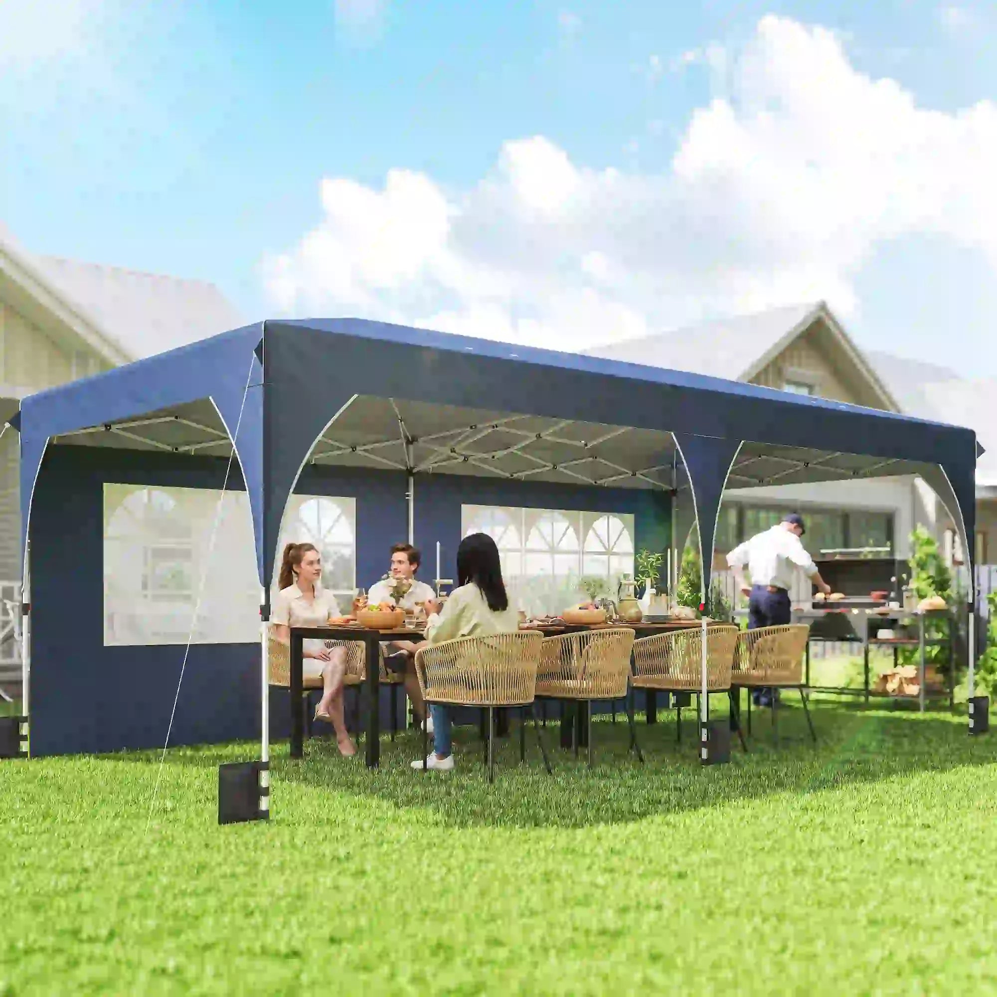 10 x 20 ft Pop Up Canopy Tent, UPF 50+, 6 Sandbags, Dark Blue Pop Up Canopies at Gallery Canada