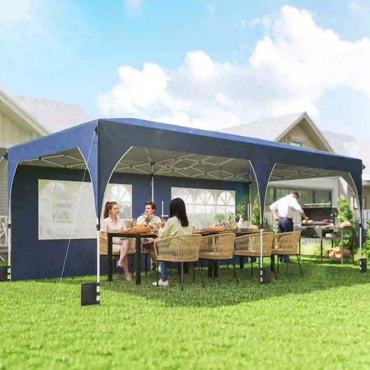 10 x 20 ft Pop Up Canopy Tent, UPF 50+, 6 Sandbags, Dark Blue Pop Up Canopies Dark Blue, White at Gallery Canada