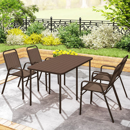 Stackable Outdoor Dining Chairs, Set of 4, Dark Brown Outdoor Dining Sets at Gallery Canada