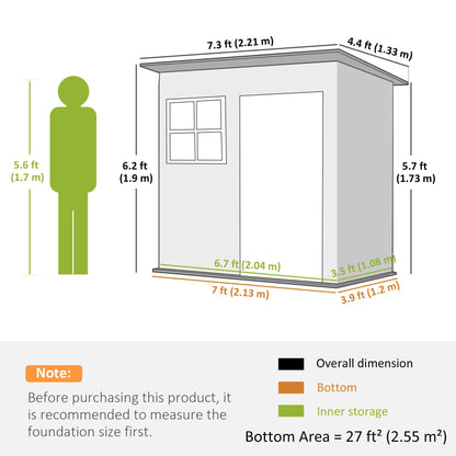 7' x 4' Galvanised Steel Outdoor Storage Shed, Window, Lockable Door, Dark Grey Sheds at Gallery Canada