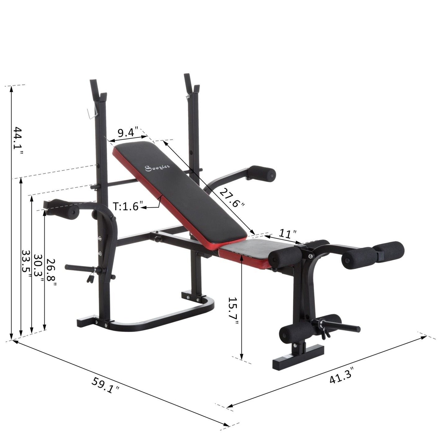 Adjustable Weight Bench with Leg Developer Barbell Rack for Weight Lifting and Strength Training Multifunctional Bench Press Workout Station for Home Gym at Gallery Canada