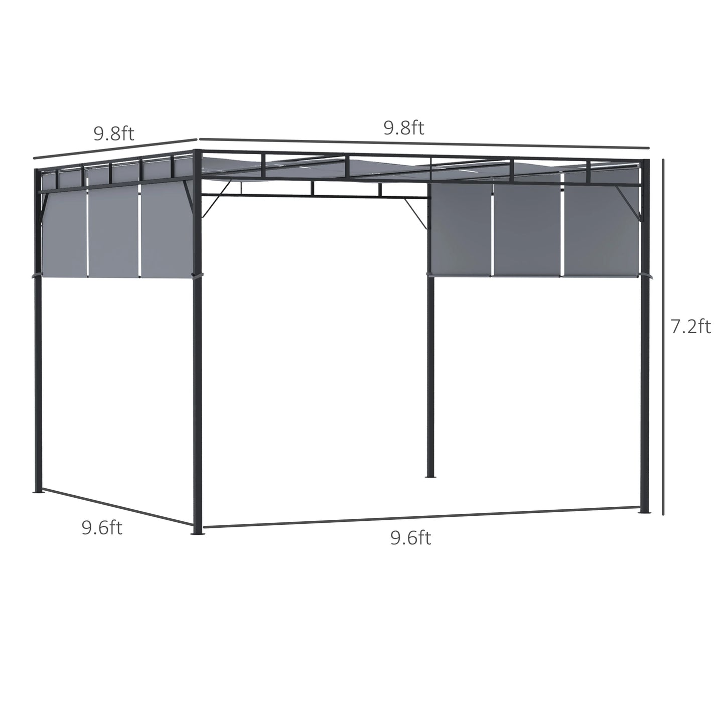 10' x 10' Retractable Pergola Canopy, Steel Frame, Dark Grey Pergolas at Gallery Canada
