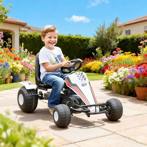 Kids Pedal Go Kart, Adjustable Seat, Plastic Wheels, 3-6 Years