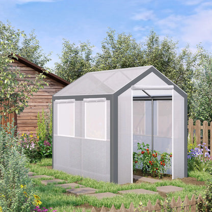 8' x 6' x 7.5' Walk-in Greenhouse, Outdoor Plant Growth Tent, White Walk In Greenhouses at Gallery Canada
