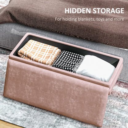 Velvet Upholstered Bench, Thick Padded Seat, Steel Legs, Pink Storage Ottomans & Benches at Gallery Canada